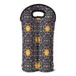 Blue And Gold Celestial Pattern Print Double Neoprene Wine Tote