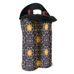 Blue And Gold Celestial Pattern Print Double Neoprene Wine Tote