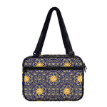 Blue And Gold Celestial Pattern Print Double Strap Bible Bag