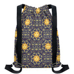 Blue And Gold Celestial Pattern Print Drawstring Backpack