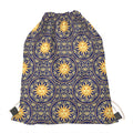 Blue And Gold Celestial Pattern Print Drawstring Bag