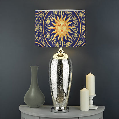 Blue And Gold Celestial Pattern Print Drum Lamp Shade