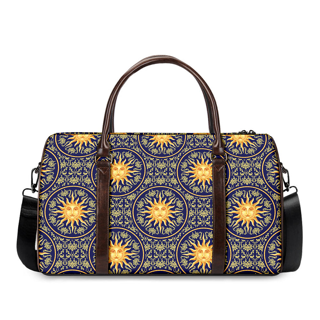 Blue And Gold Celestial Pattern Print Duffle Bag