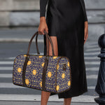 Blue And Gold Celestial Pattern Print Duffle Bag