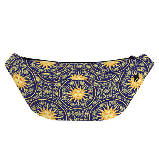 Blue And Gold Celestial Pattern Print Fanny Pack