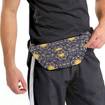 Blue And Gold Celestial Pattern Print Fanny Pack