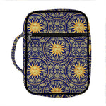 Blue And Gold Celestial Pattern Print Front Pocket Bible Bag