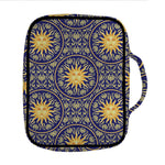 Blue And Gold Celestial Pattern Print Front Pocket Bible Bag