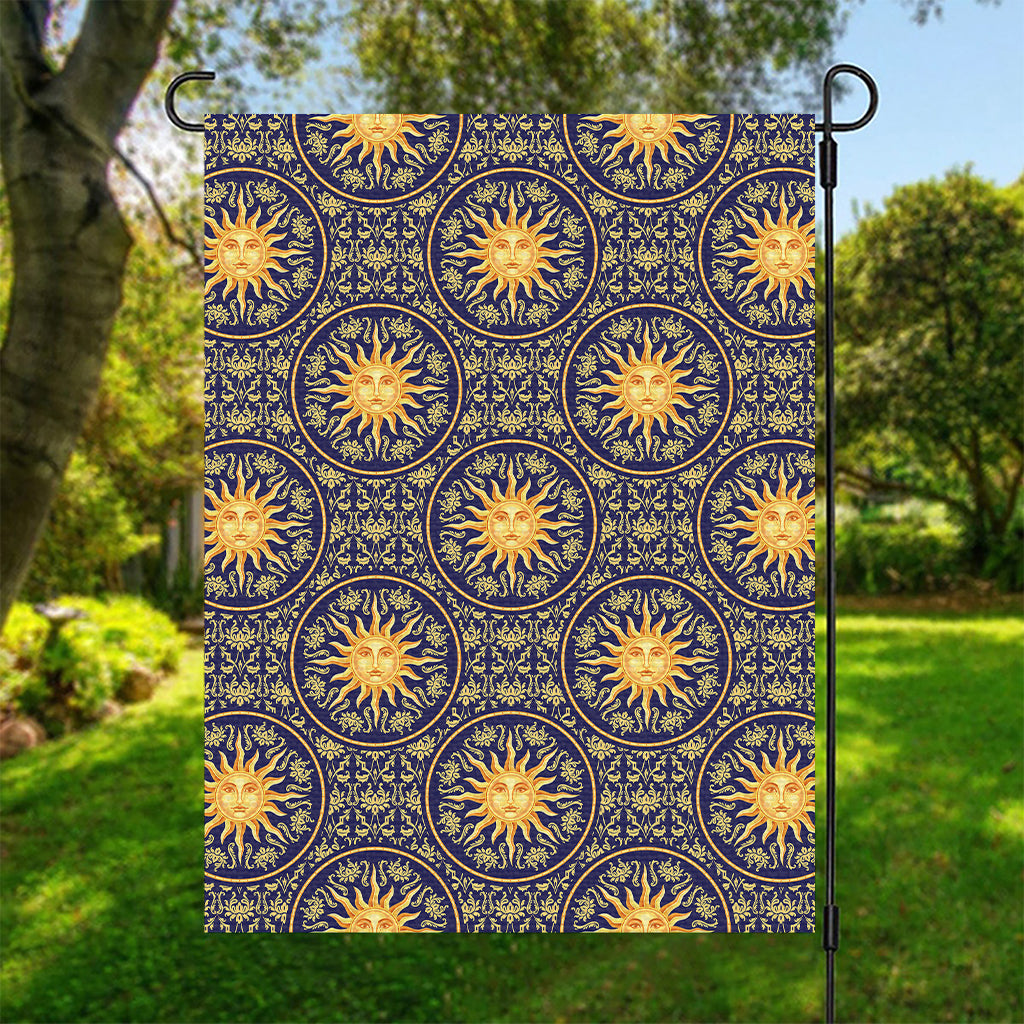 Blue And Gold Celestial Pattern Print Garden Flag