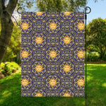Blue And Gold Celestial Pattern Print Garden Flag