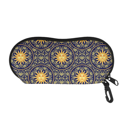 Blue And Gold Celestial Pattern Print Glasses Case