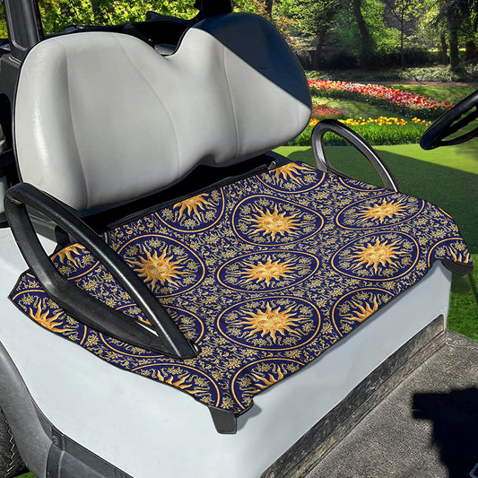 Blue And Gold Celestial Pattern Print Golf Cart Seat Cover