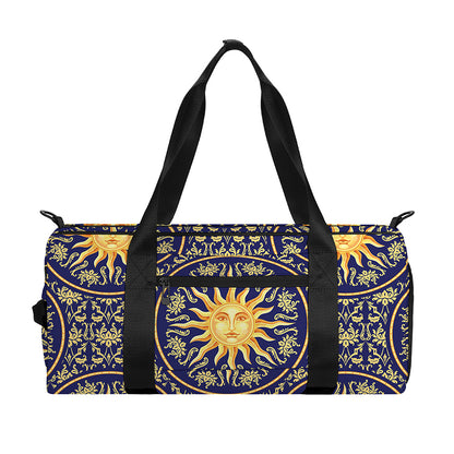 Blue And Gold Celestial Pattern Print Gym Bag