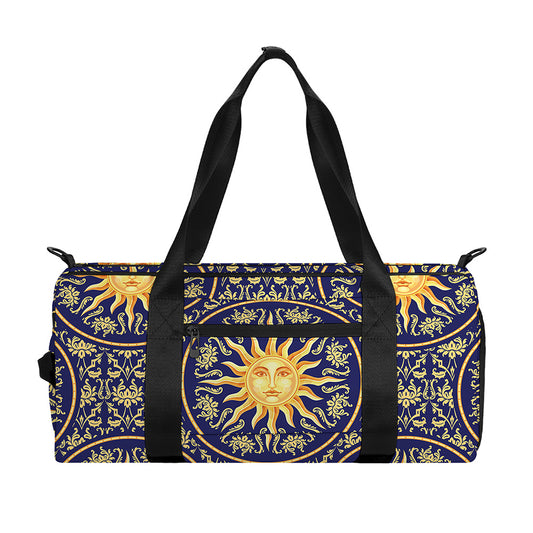 Blue And Gold Celestial Pattern Print Gym Bag