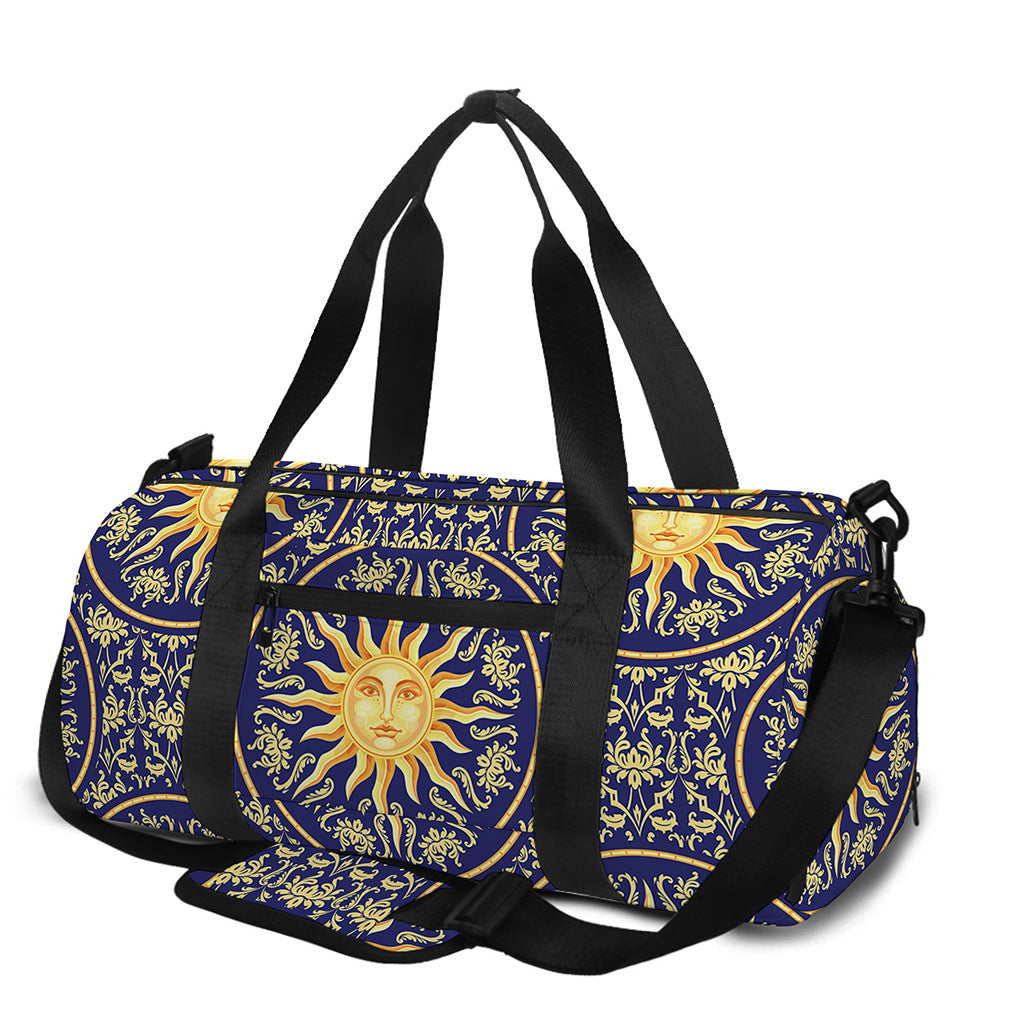 Blue And Gold Celestial Pattern Print Gym Bag