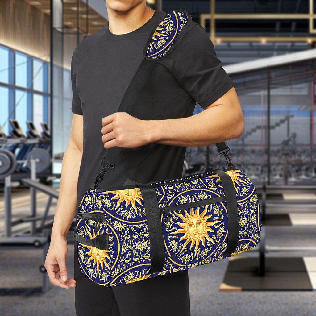 Blue And Gold Celestial Pattern Print Gym Bag