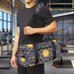 Blue And Gold Celestial Pattern Print Gym Bag
