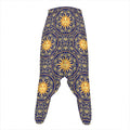 Blue And Gold Celestial Pattern Print Hammer Pants