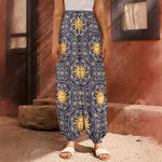 Blue And Gold Celestial Pattern Print Harem Pants