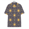 Blue And Gold Celestial Pattern Print Hawaiian Shirt