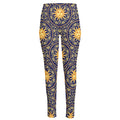 Blue And Gold Celestial Pattern Print High-Waisted Pocket Leggings