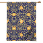 Blue And Gold Celestial Pattern Print House Flag