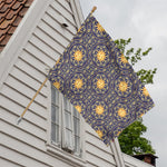 Blue And Gold Celestial Pattern Print House Flag