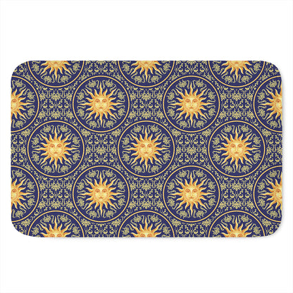 Blue And Gold Celestial Pattern Print Indoor Door Mat
