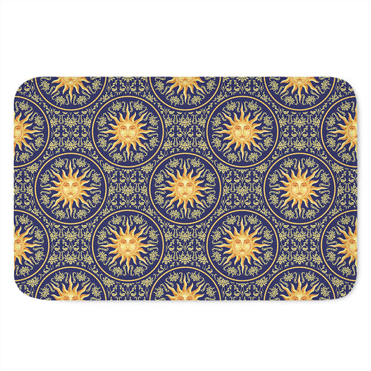 Blue And Gold Celestial Pattern Print Indoor Door Mat