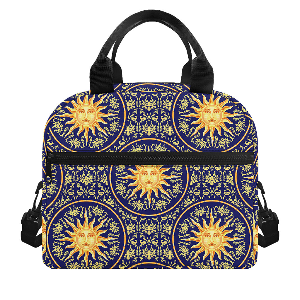 Blue And Gold Celestial Pattern Print Insulated Lunch Bag