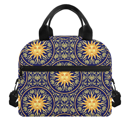 Blue And Gold Celestial Pattern Print Insulated Lunch Bag
