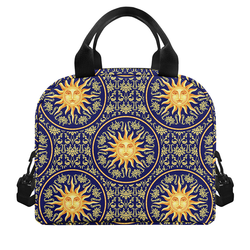 Blue And Gold Celestial Pattern Print Insulated Lunch Bag