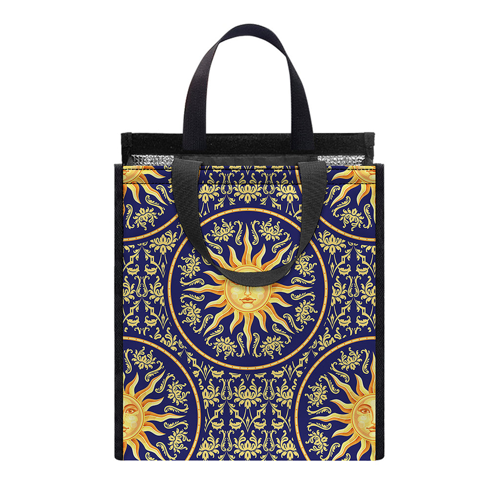 Blue And Gold Celestial Pattern Print Insulated Lunch Tote