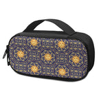 Blue And Gold Celestial Pattern Print Insulin Cooler Travel Case