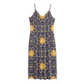 Blue And Gold Celestial Pattern Print Jersey Midi Cami Dress