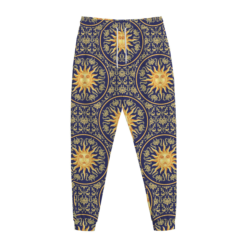 Blue And Gold Celestial Pattern Print Jogger Pants