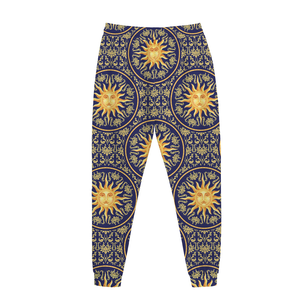 Blue And Gold Celestial Pattern Print Jogger Pants