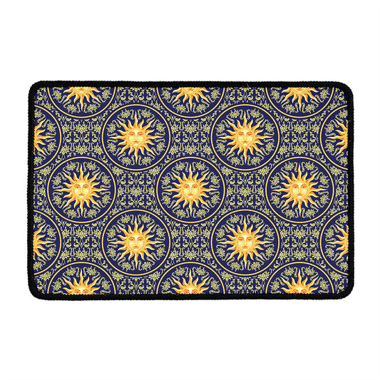 Blue And Gold Celestial Pattern Print Kitchen Mat
