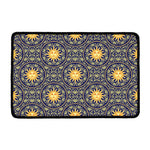 Blue And Gold Celestial Pattern Print Kitchen Mat