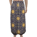 Blue And Gold Celestial Pattern Print Lantern Pants