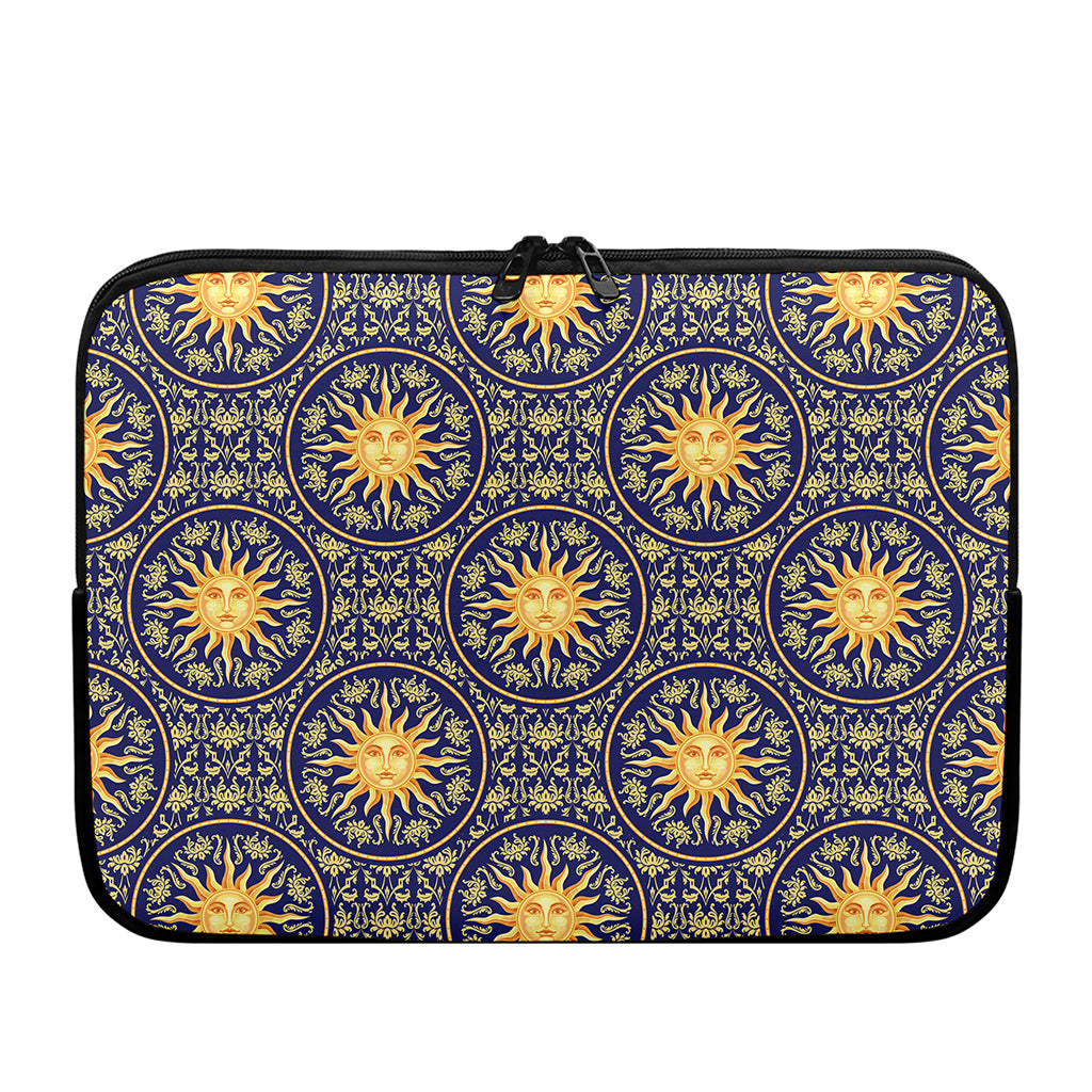 Blue And Gold Celestial Pattern Print Laptop Sleeve