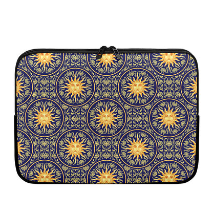 Blue And Gold Celestial Pattern Print Laptop Sleeve