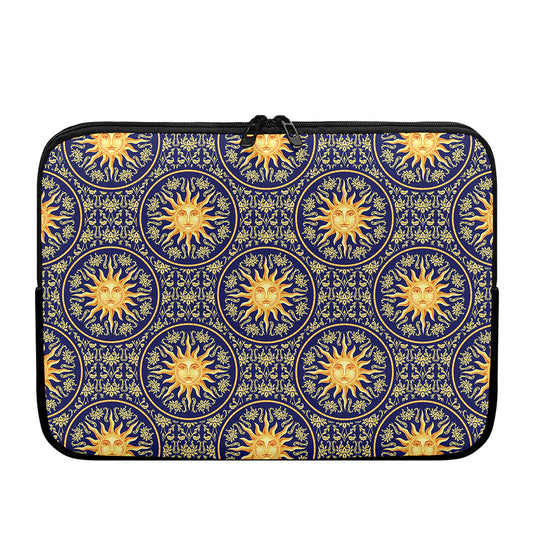 Blue And Gold Celestial Pattern Print Laptop Sleeve