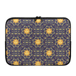 Blue And Gold Celestial Pattern Print Laptop Sleeve