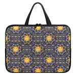 Blue And Gold Celestial Pattern Print Laptop Sleeve With Handle
