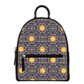 Blue And Gold Celestial Pattern Print Leather Backpack