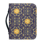Blue And Gold Celestial Pattern Print Leather Bible Cover