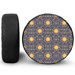 Blue And Gold Celestial Pattern Print Leather Spare Tire Cover