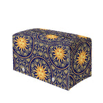 Blue And Gold Celestial Pattern Print Leather Tissue Box Cover