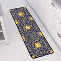 Blue And Gold Celestial Pattern Print Long Kitchen Mat